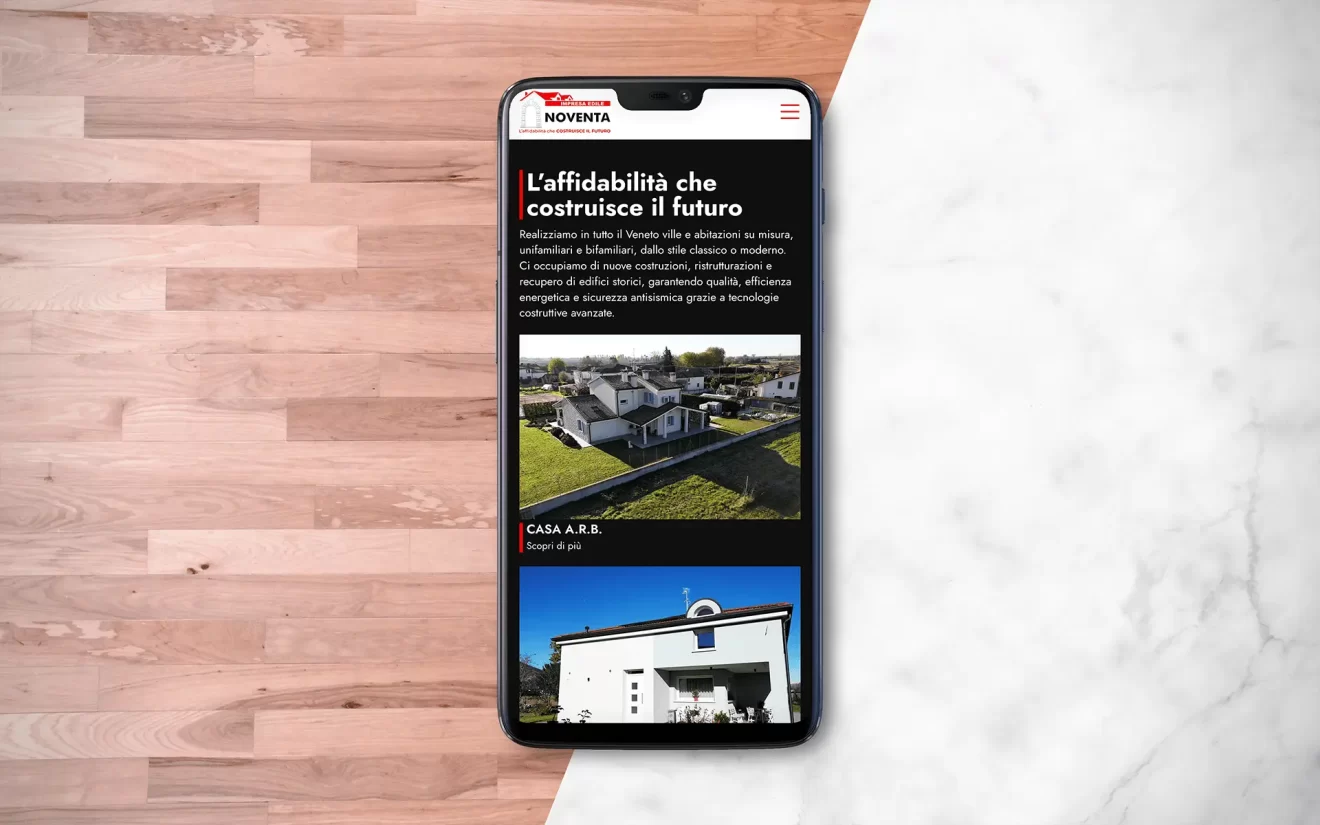 mockup smartphone sito web impresa edile noventa