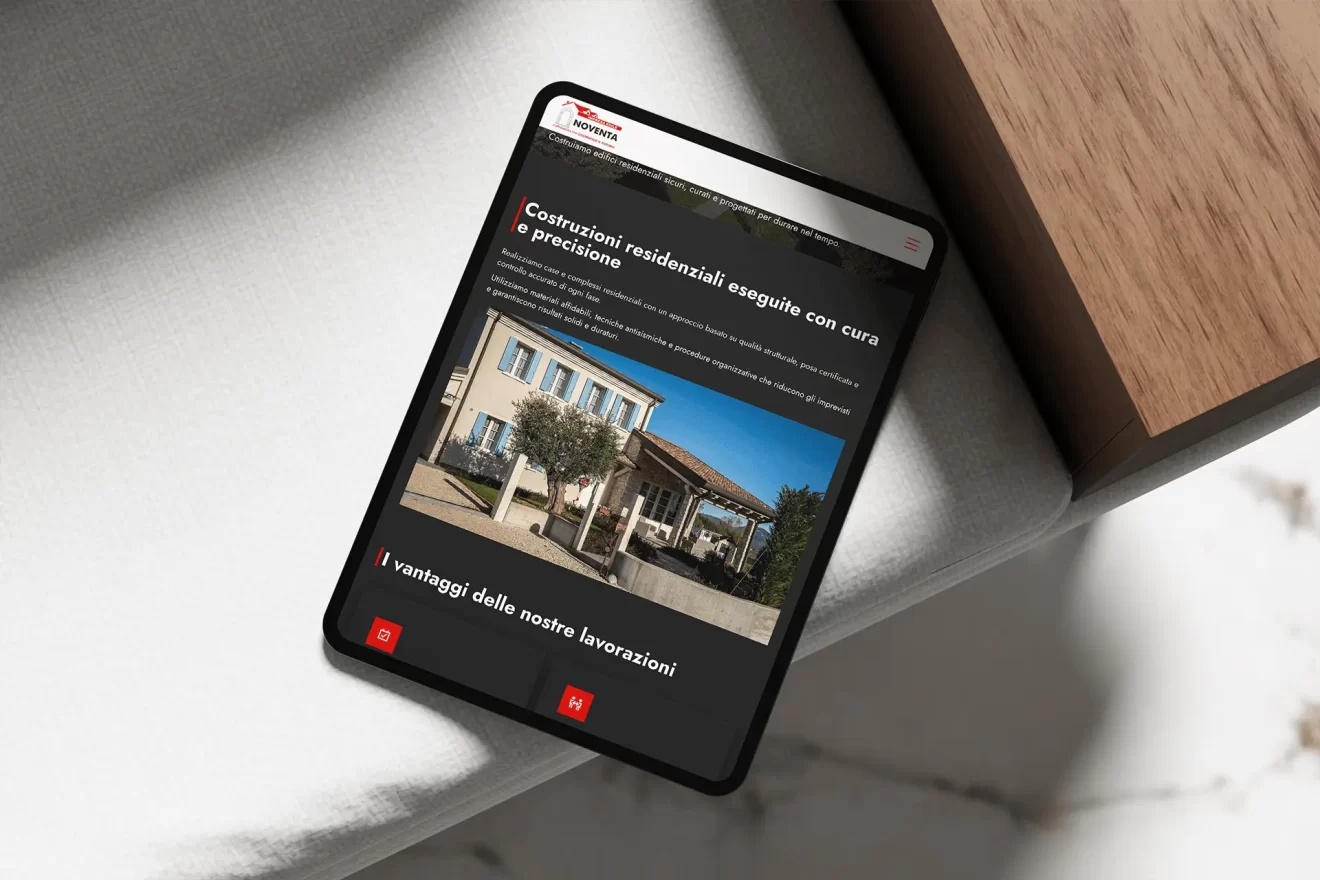 mockup tablet sito web impresa edile noventa